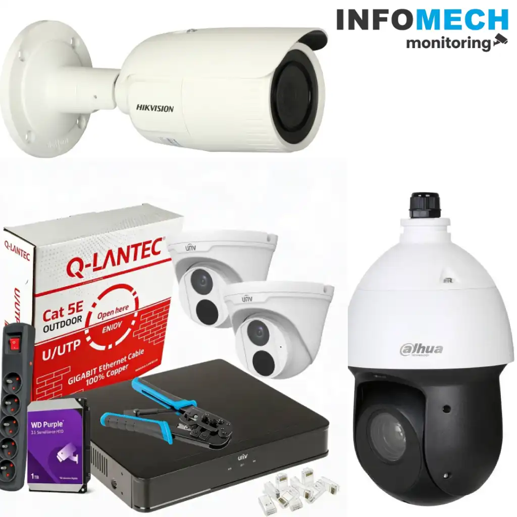 instalacja monitoringu w Mielcu - 3 różne kamery na jednym zdjęciu
