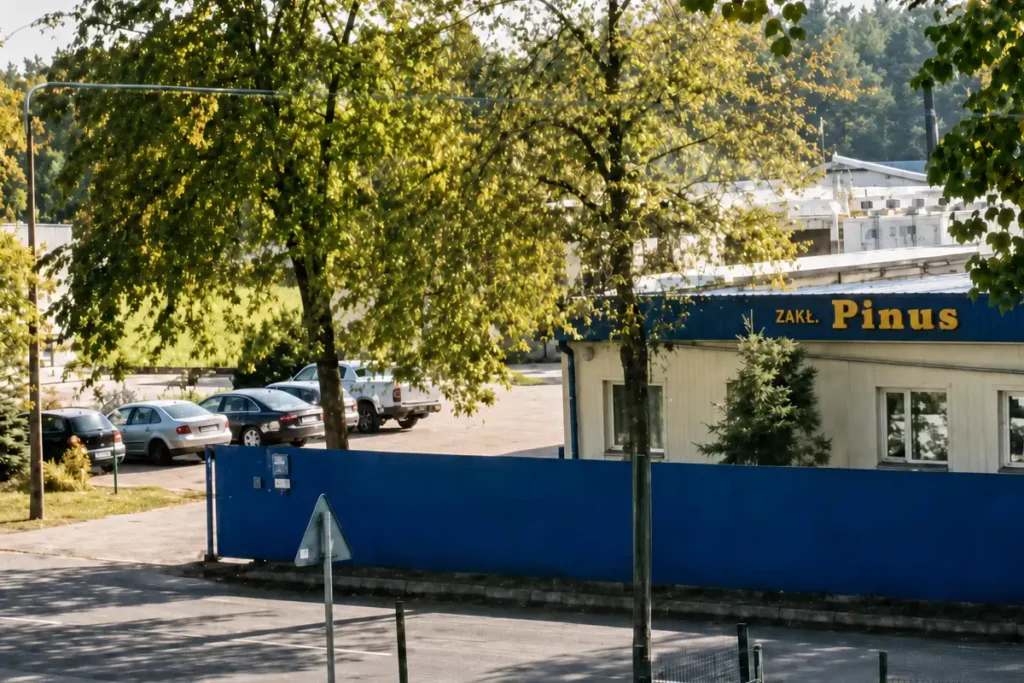 Montaż monitoringu w zakładzie produkcyjnym, budynki należące do zakładu