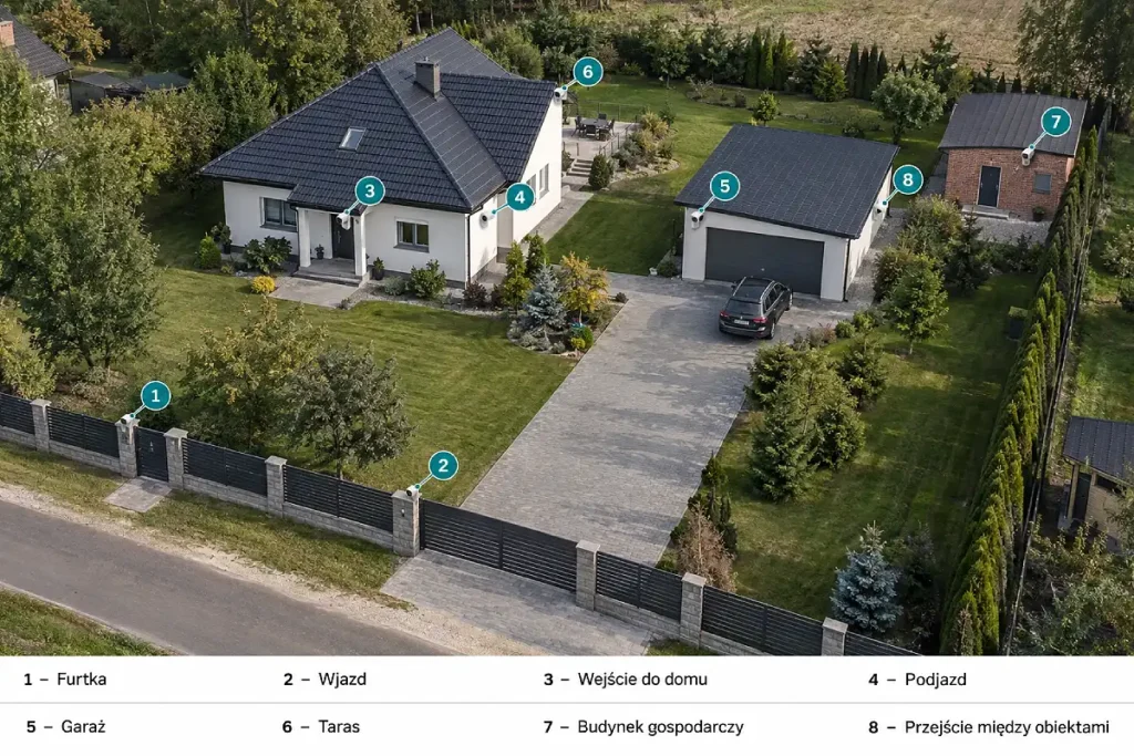 monitoring posesji, rozmieszczenie kamer na domu i działce