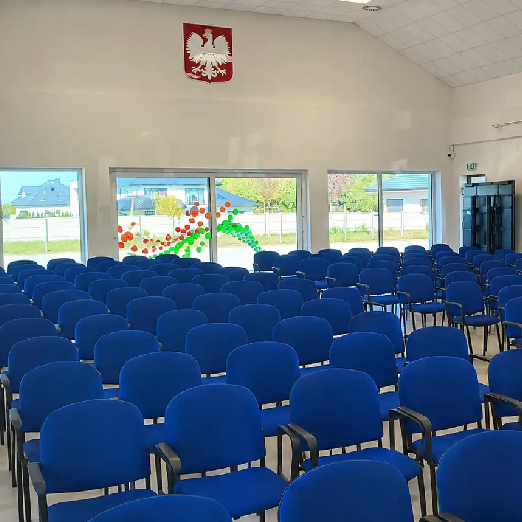 montaż monitoringu w placówce edukacyjnej, duża sala