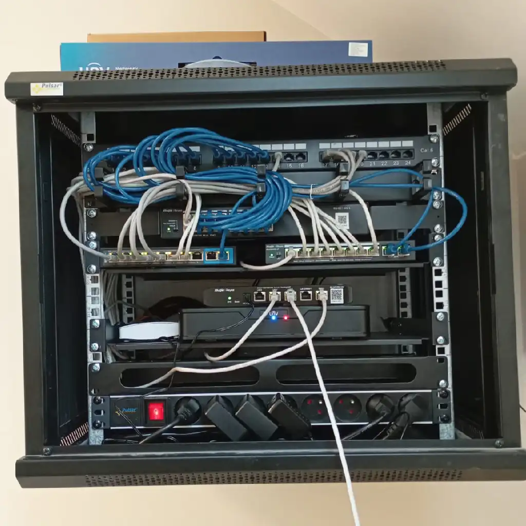 montaż monitoringu w żłobku, szafa rack