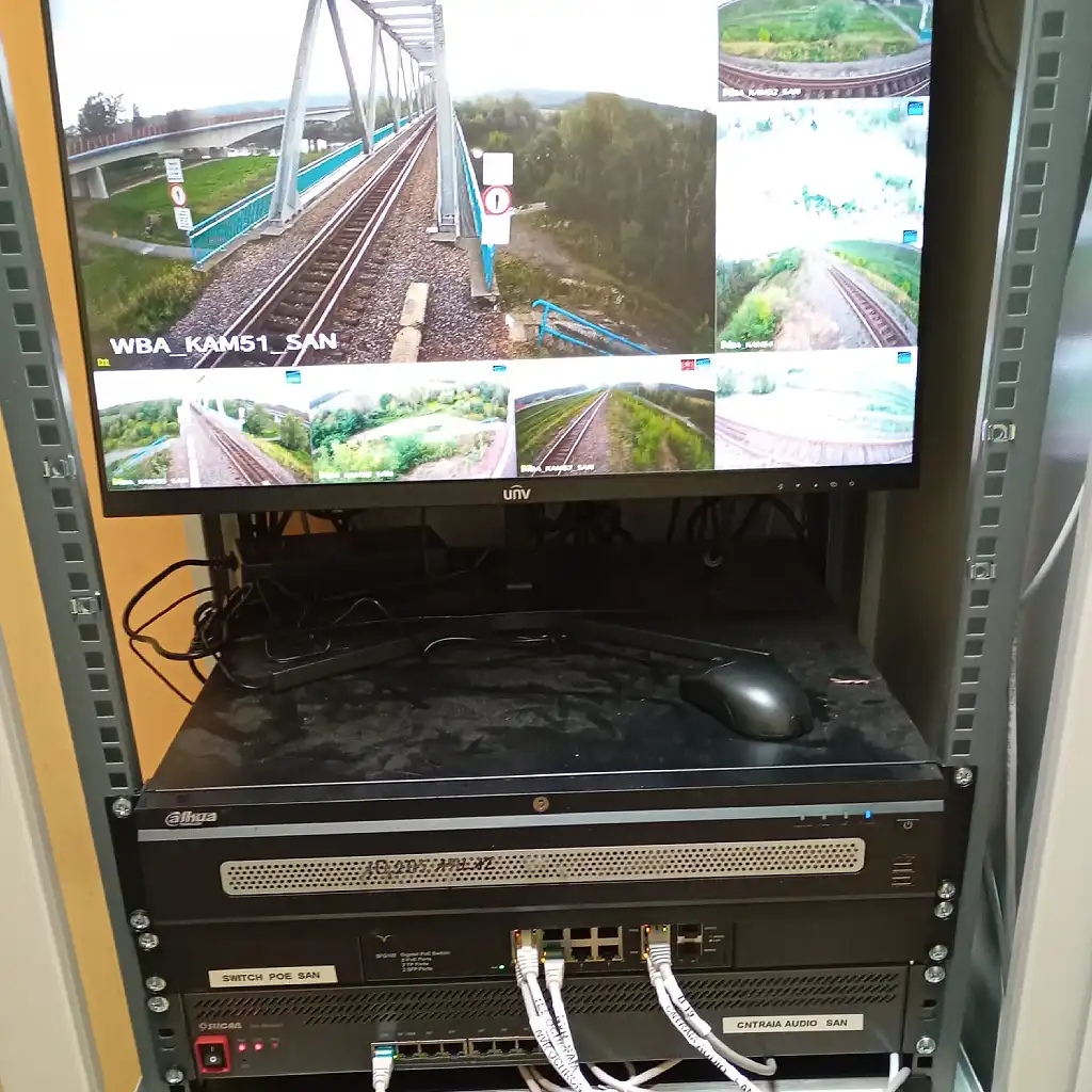 montaż monitoringu na moście kolejowym, podgląd z kamer