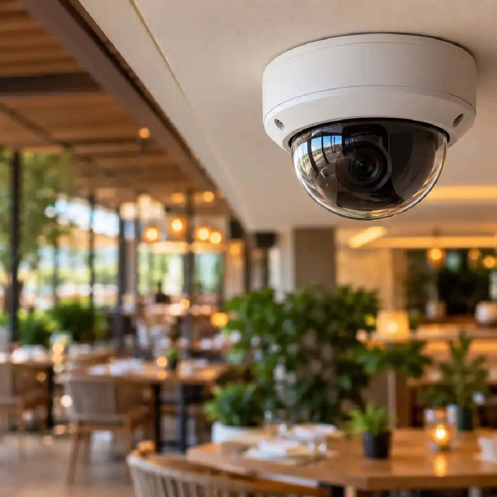 skuteczny monitoring w restauracji, kamera kopułkowa