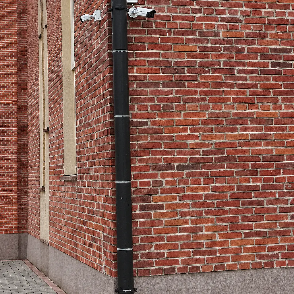 montaż monitoringu w kościele, kamery zamontowane na rogu budynku